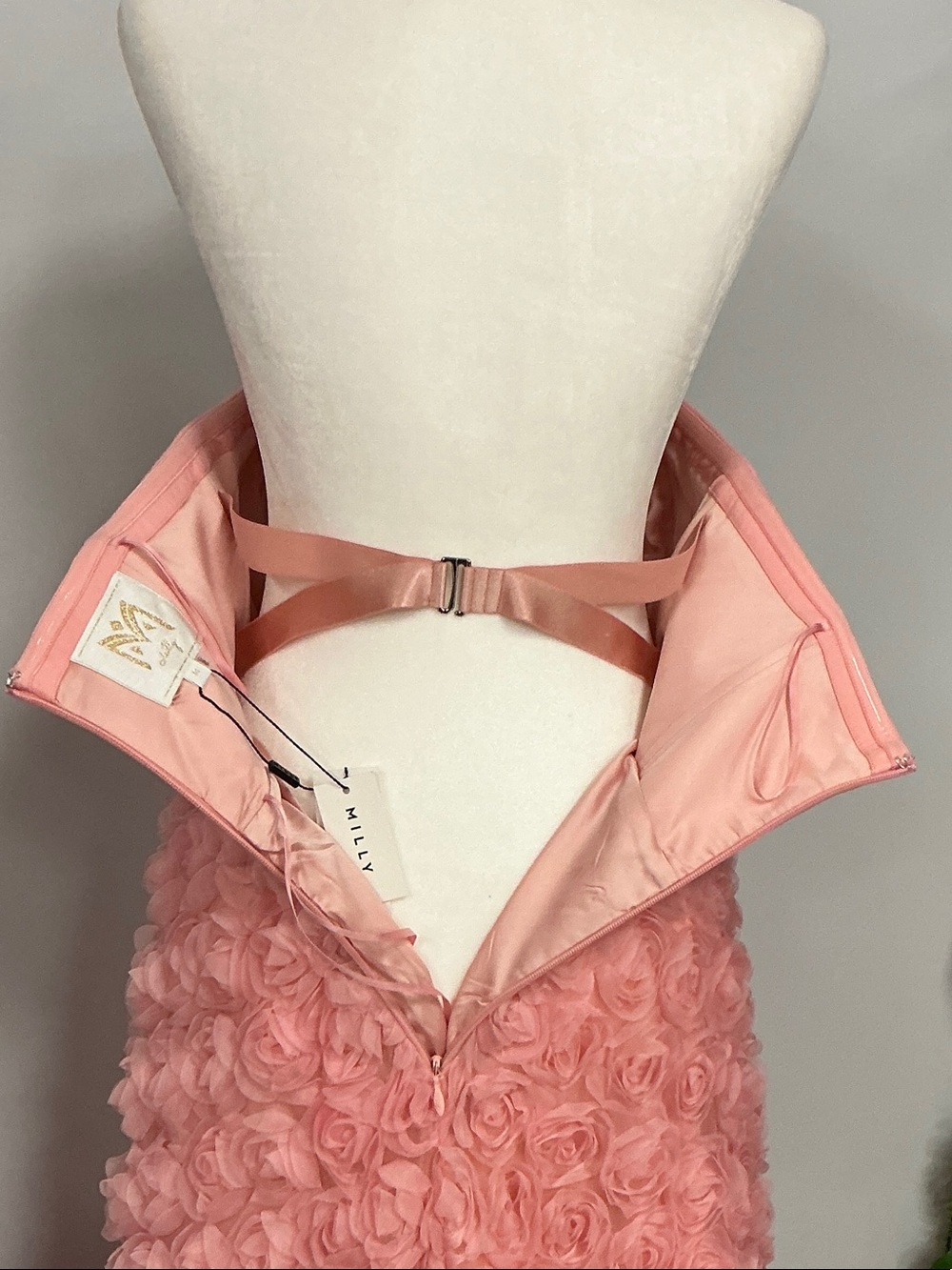 Milly Strapless Sweetheart Rose-Appliqué Gown in Blush Pink - Picture 4 of 4